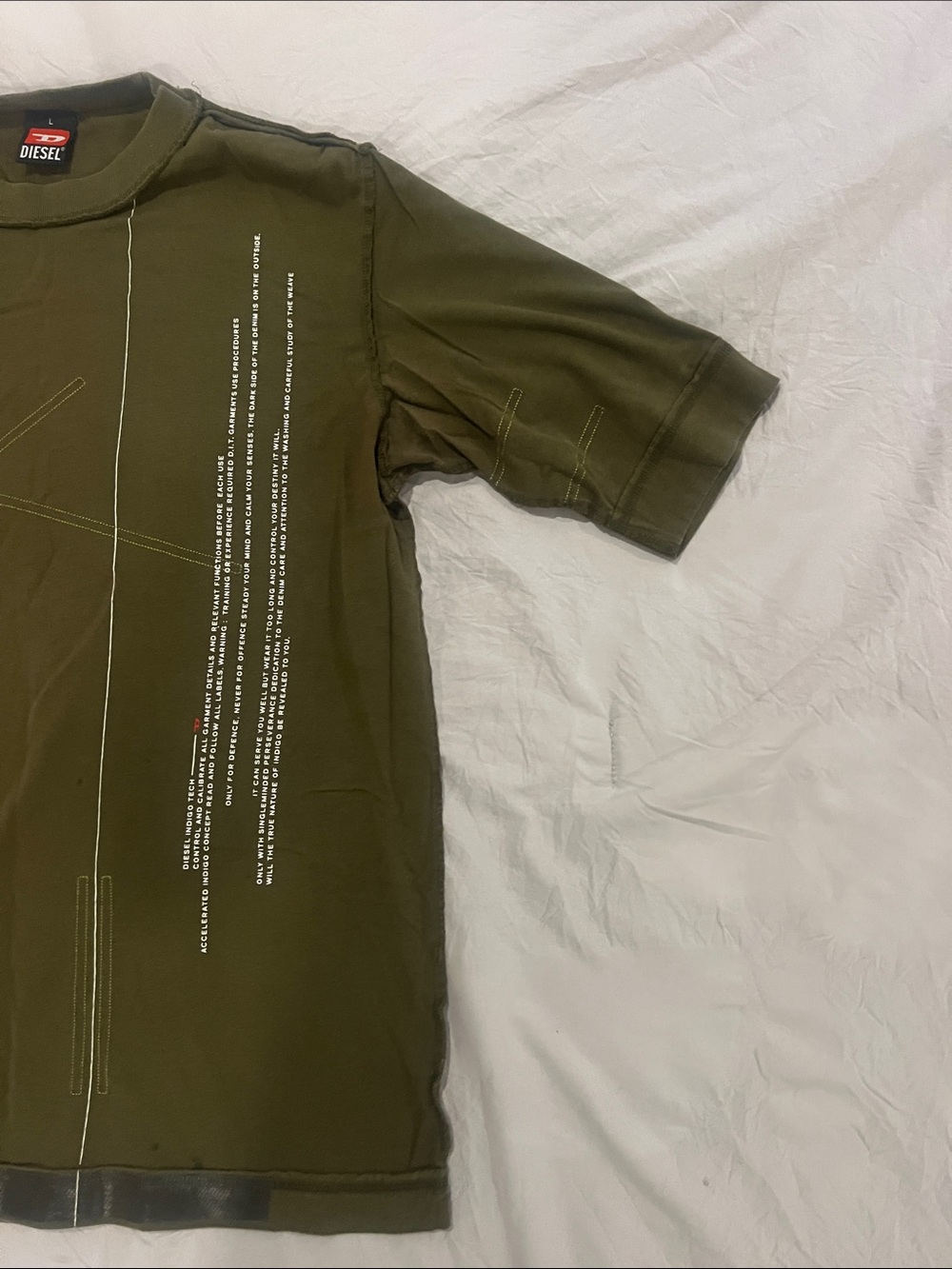 Diesel Olive Green Graphic Short Sleeve Tee - Picture 2 of 12